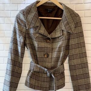 Zara‎ Basic Plaid Belted  Blazer Style Jack…